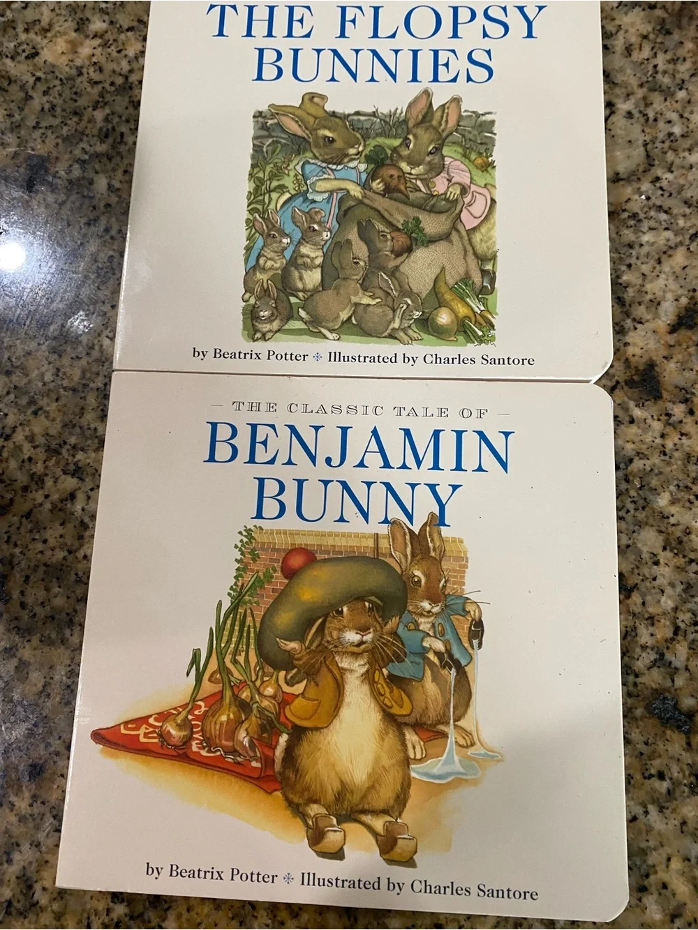 VTG Beatrix Potter Board Book Benjamin Bunny & Flopsy Bunnies Charles Santore
